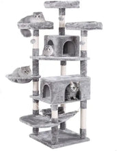 Load image into Gallery viewer, Large 66.3 Inch Cat Tower Multi-Level with Plush Top Perches Sisal Scratching Post Play House