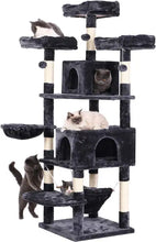 Load image into Gallery viewer, Large 66.3 Inch Cat Tower Multi-Level with Plush Top Perches Sisal Scratching Post Play House