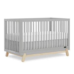 5-in-1 Pebble Grey Oak Convertible Crib, Greenguard Gold Certified, Sustainable Pinewood