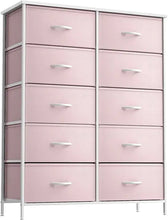 Load image into Gallery viewer, 10 Drawer Kids Dresser, Pink 34&quot; Storage Unit for Nursery, Closet &amp; Bedroom