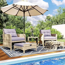 Load image into Gallery viewer, &quot;Outdoor Rattan Table &amp; Chairs Set with Ottomans – Patio Conversation Furniture