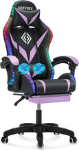 Load image into Gallery viewer, Ergonomic Gaming Chair with Massage, LED RGB Lights, Armrest Support - Red and Black