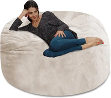 Load image into Gallery viewer, 5 Ft Memory Foam Bean Bag Chair | Folds Into Recliner w/ Soft Faux Fur Cover