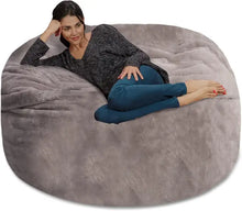 Load image into Gallery viewer, 5 Ft Memory Foam Bean Bag Chair | Folds Into Recliner w/ Soft Faux Fur Cover