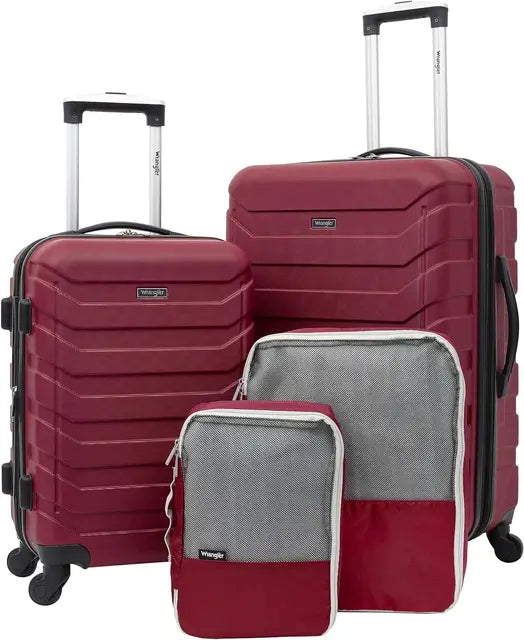 Red Elysium 4-Piece Luggage and Packing Cubes Travel Set