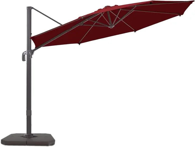 10' Outdoor Offset Patio Umbrella, 360° Rotation, Fade & UV Resistant, Aluminum Pole