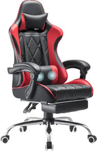 Load image into Gallery viewer, Computer Gaming Chair w/ Footrest: Massage Lumbar Support, Ergonomic, 360° Swivel