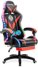 Load image into Gallery viewer, Ergonomic Gaming Chair with Massage, LED RGB Lights, Armrest Support - Red and Black