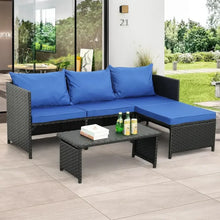 Load image into Gallery viewer, Outdoor Rattan Conversation Set - Black Wicker Sectional Couch, Loveseat, Sofa