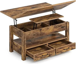 Transformative Coffee Table - Converts to Dining Table, Hidden Storage Drawers