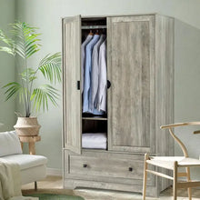 Load image into Gallery viewer, &quot;Wide Wardrobe Closet with Hanging Rods &amp; Shelves – Double Door Bedroom Storage