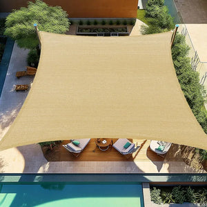 Premium 20' x 20' Rectangle Sun Shade Sail - Breathable Patio Canopy, Sand Color