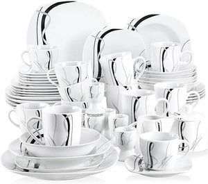 "50-Piece Porcelain Tableware Set: Dinner Plates, Bowls, Egg Cups & More