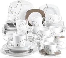 Load image into Gallery viewer, &quot;50-Piece Porcelain Tableware Set: Dinner Plates, Bowls, Egg Cups &amp; More