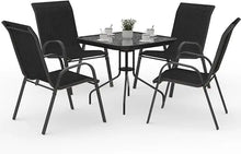 Load image into Gallery viewer, &quot;5-Piece Outdoor Dining Set: Patio Table with Textured Glass &amp; 4 Stackable Chairs