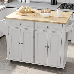 Versatile Kitchen Cart with Drop Leaf - Mobile Kitchen Cart on Casters with Storage Cabinet