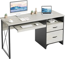 Load image into Gallery viewer, Home Office Desk - Industrial Style with Storage, Keyboard Tray, File Drawer