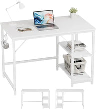 Load image into Gallery viewer, Small Office White Desk, 40x24: Home Office Computer Desk, Wooden Shelf, Gaming Table