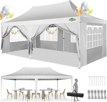 Load image into Gallery viewer, 10&#39;x20&#39; Pop-Up Canopy Tent with 6 Removable Walls, Waterproof UV50+ Gazebo