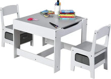 Load image into Gallery viewer, Wooden Kids Table and Chair Set, 3-in-1 Activity Table with Storage Drawer, Detachable Top