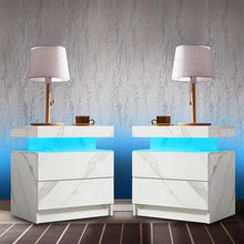 Load image into Gallery viewer, &quot;Modern Nightstand with 2 Drawers &amp; LED Light – Stylish Bedside Table for Bedroom