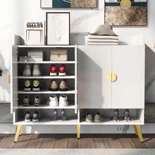 Load image into Gallery viewer, 11-Tier Modern Shoe Cabinet, Wood, Doors, Adjustable Shelves, 47.2&quot; for Entryway