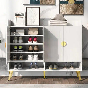 11-Tier Modern Shoe Cabinet, Wood, Doors, Adjustable Shelves, 47.2" for Entryway