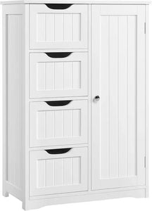 Spacious 4-Drawer Bathroom Floor Cabinet with Single Door, Versatile Freestanding Storage