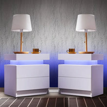 Load image into Gallery viewer, &quot;Modern Nightstand with 2 Drawers &amp; LED Light – Stylish Bedside Table for Bedroom