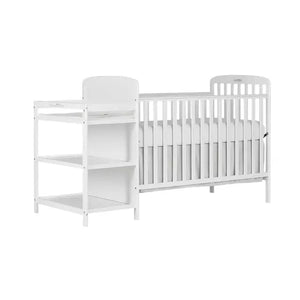 Full-Size White 4-in-1 Crib and Changing Table Combo for Nursery