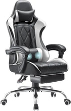 Load image into Gallery viewer, Computer Gaming Chair w/ Footrest: Massage Lumbar Support, Ergonomic, 360° Swivel