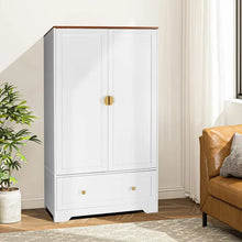 Load image into Gallery viewer, &quot;Wide Wardrobe Closet with Hanging Rods &amp; Shelves – Double Door Bedroom Storage