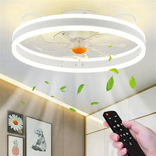 Load image into Gallery viewer, Modern Flush Mount Ceiling Fan w/Light | 15&quot; RGB Dimmable LED, Low Profile