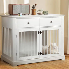 Load image into Gallery viewer, &quot;Stylish 44” Wooden Dog Crate Furniture with Drawers – Large Indoor Kennel for Big Dogs