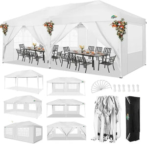 10x20 Pop Up Canopy with 6 Sidewalls Waterproof UPF 50+ Portable Event Shelter Gazebo