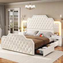 Load image into Gallery viewer, &quot;Platform Bed Frame with Storage Drawers, Charging Station, LED Lights &amp; Nightstand