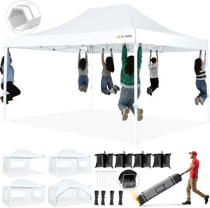 10x15 Heavy Duty Pop Up Canopy Tent Waterproof Sidewalls UPF 50+ Commercial Grade