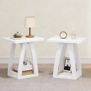 "Modern 2-Piece Side Table Set - 2-Tier Nightstand for Living Room & Bedroom