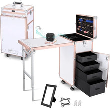 Load image into Gallery viewer, Portable Manicure Nail Table: Foldable Makeup Train Case, Desk Cosmetic Trolley, Travel Storage