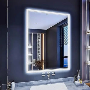 Oversized Bathroom Mirror - 24" x 32" LED Vanity Mirror, Shatter-Proof, Anti-Fog