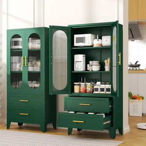 "Stylish Metal Armoire with Acrylic Glass Doors – Versatile Steel Storage Cabinet