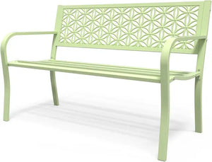 Metal Outdoor Bench - 50", Floral Back Design, 800lb Capacity, for Yard, Patio, Park