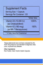 Load image into Gallery viewer, Vitamin K2 Plus D3 High Potency 120 Capsules