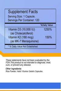 Vitamin K2 Plus D3 High Potency 120 Capsules