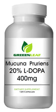 Load image into Gallery viewer, Mucuna Pruriens 400mg Natural L-DOPA 20% BEST DEAL 120 Capsules GL