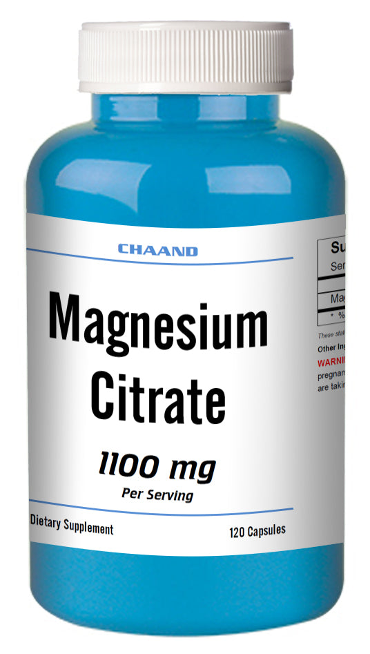 Magnesium Citrate 1100mg Serving Pure 120 Capsules Big Bottle CH