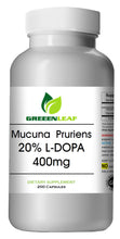 Load image into Gallery viewer, Mucuna Pruriens 400mg Natural L-DOPA 20% BEST DEAL 200 Capsules GL