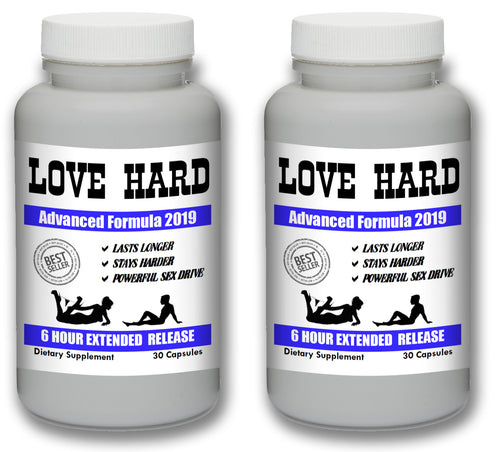 LOVE HARD - Male Enhancement Sex Pills Best Sexual Supplement Enhancer Live Men 60 Pills 2 Bottles