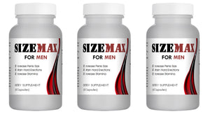 SizeMAX Effective Male Enhancement to increase penis size, hardness, stamina 180 Pills 3x Bottles