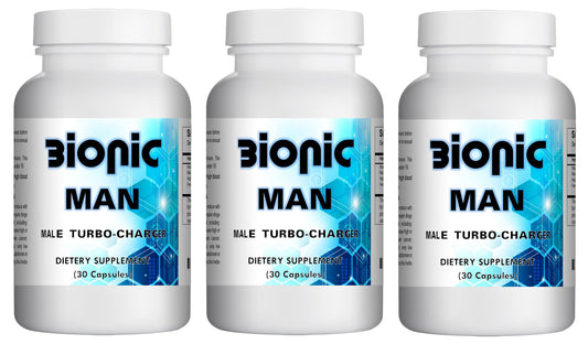 BIONIC MAN - SEX PILLS FOR MEN - INCREASE ENERGY AND STAMINA - NATURAL DIETARY SUPPLEMENT 90 Pills 3 Bottles